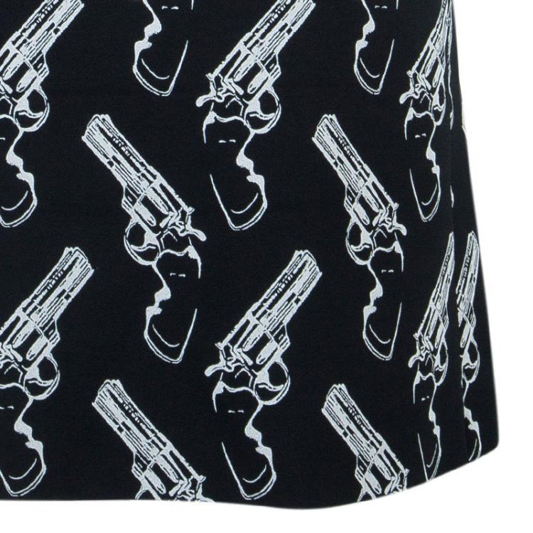 Pre Owned Saint Laurent Paris Gun Print Sleeveless Shift Dress S