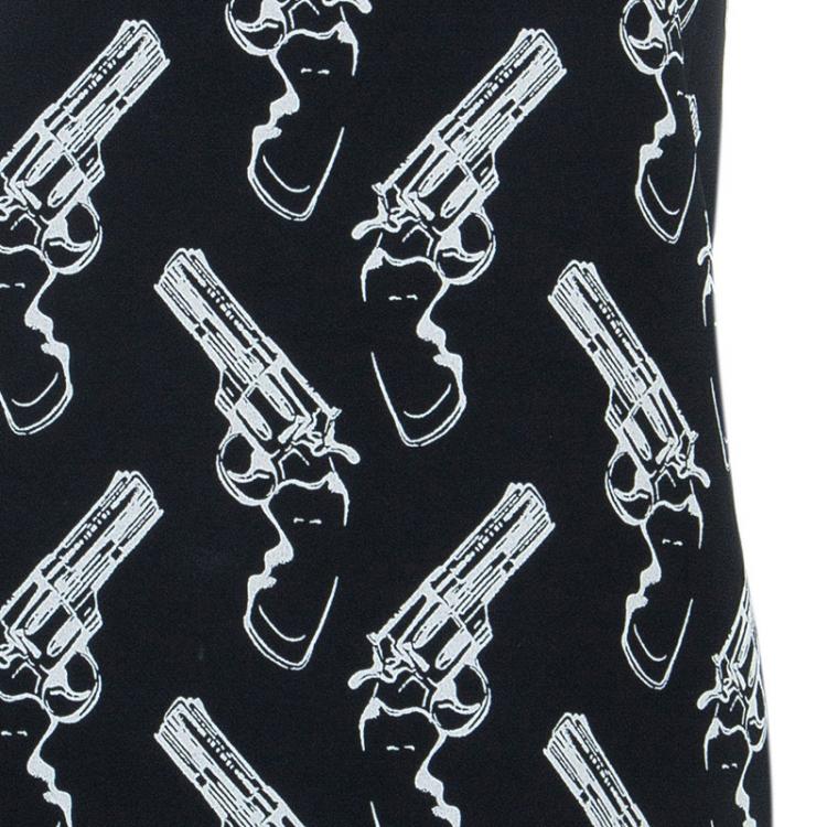 Pre Owned Saint Laurent Paris Gun Print Sleeveless Shift Dress S