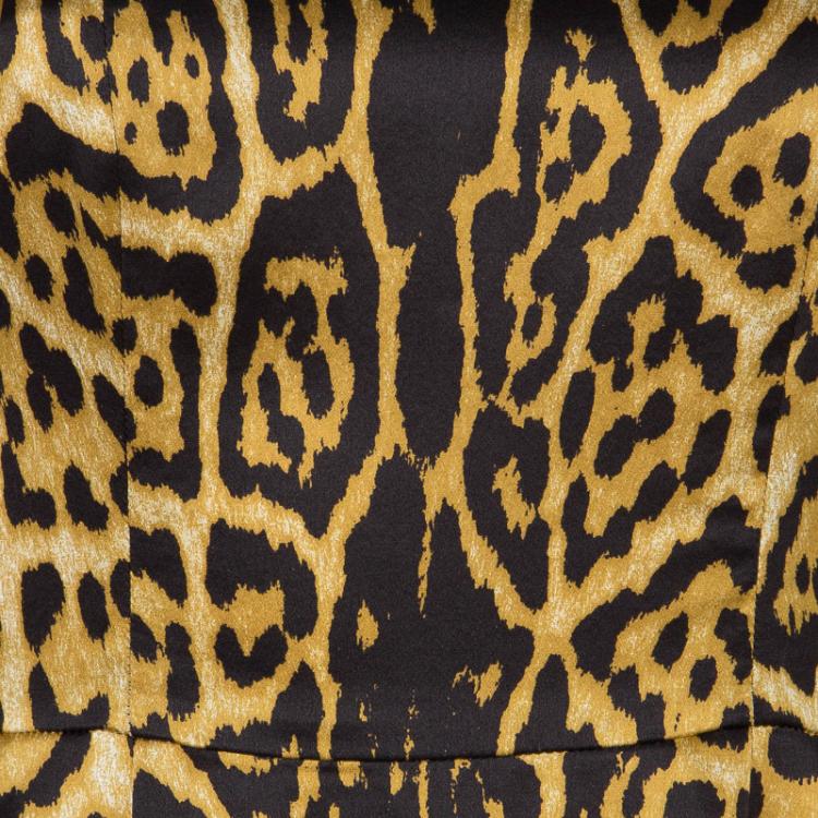 Pre Owned Saint Laurent Paris Leopard Print Silk Dress M