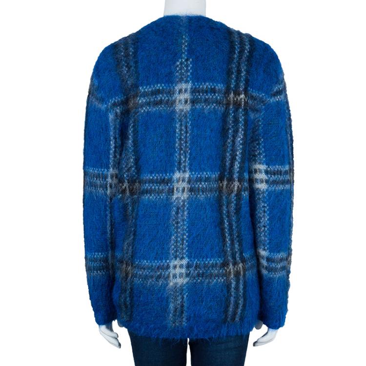 Pre Owned Saint Laurent Paris Blue Plaid Sweater M