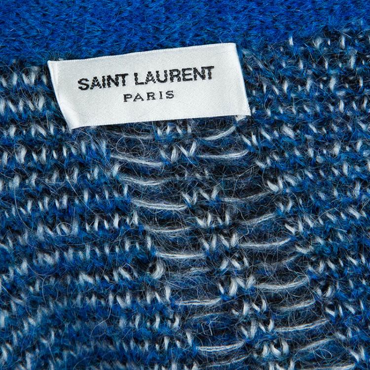 Pre Owned Saint Laurent Paris Blue Plaid Sweater M