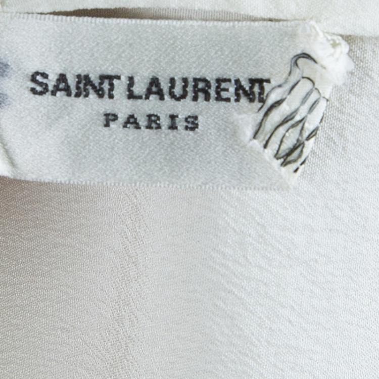 Pre Owned Saint Laurent Paris White Drawstring Top M