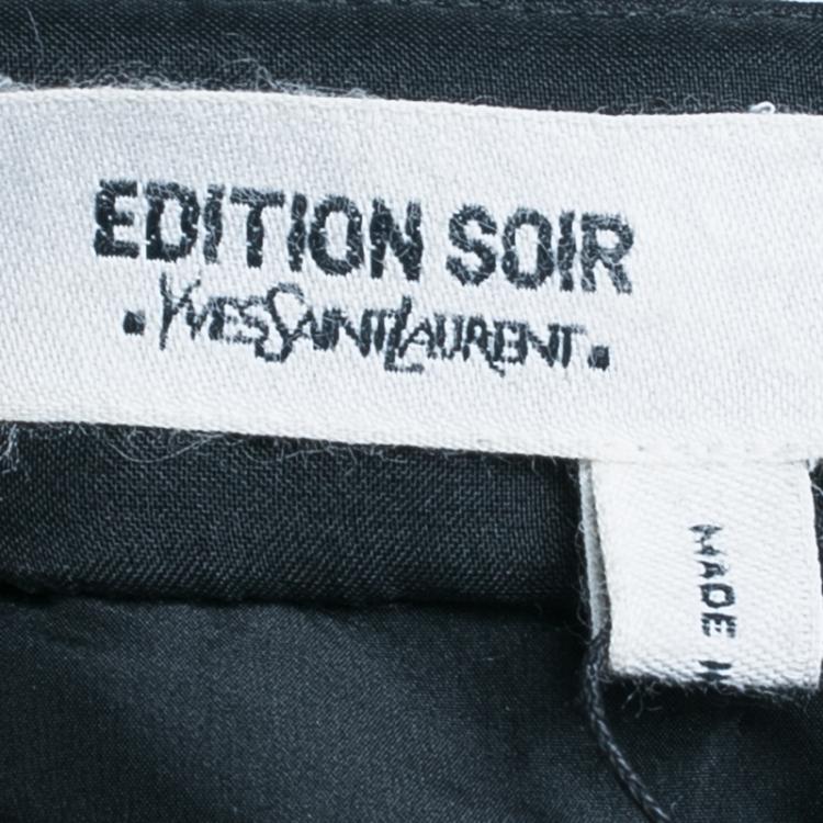 Pre Owned Saint Laurent Paris Black Beaded Crop Top M