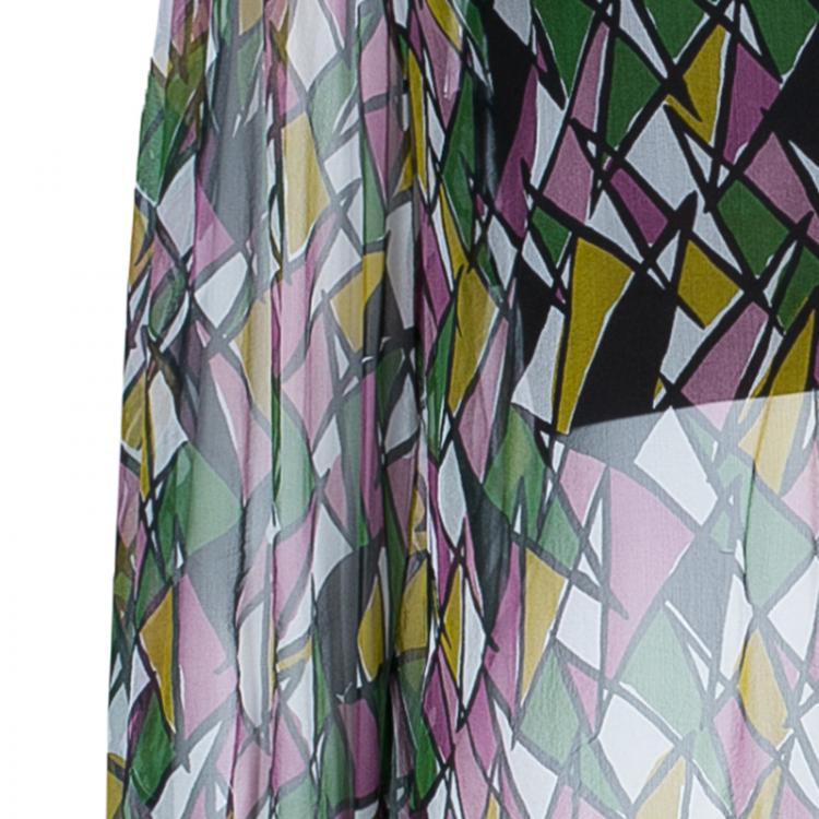 Pre Owned Saint Laurent Paris Multicolor Printed Sheer Top M
