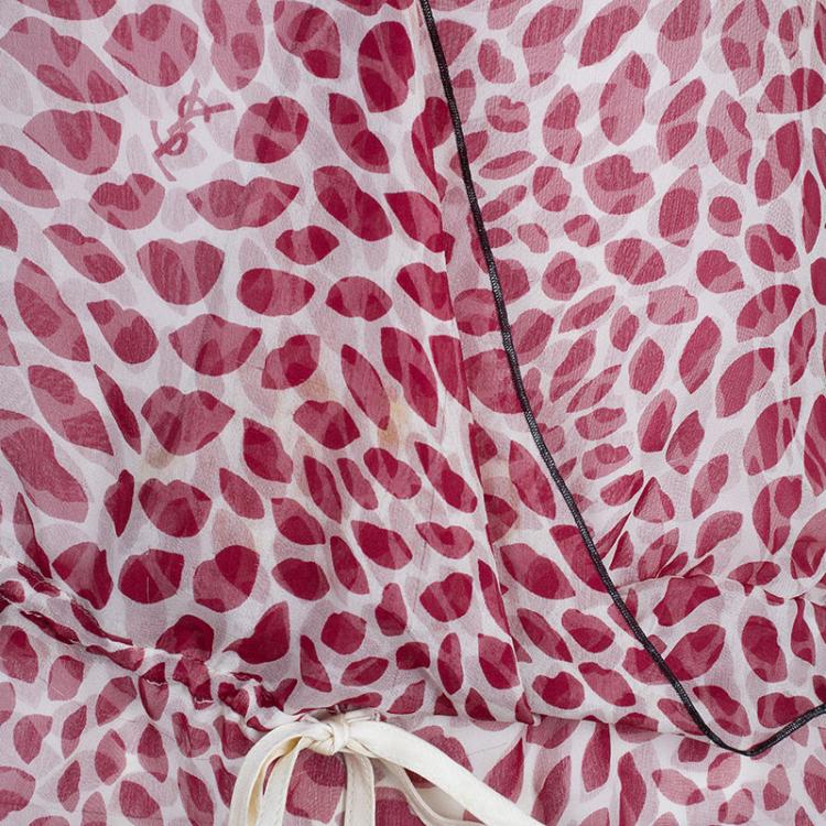 Pre Owned Saint Laurent Paris Red and White Sleeveless Top L