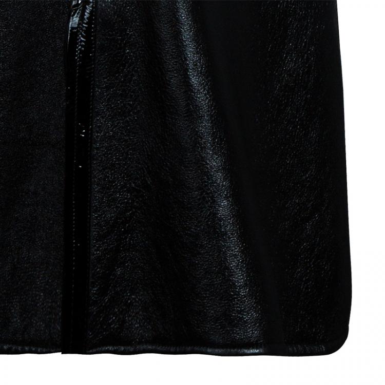 Pre Owned Saint Laurent Paris Black Leather & Shearling Reversible Coat S