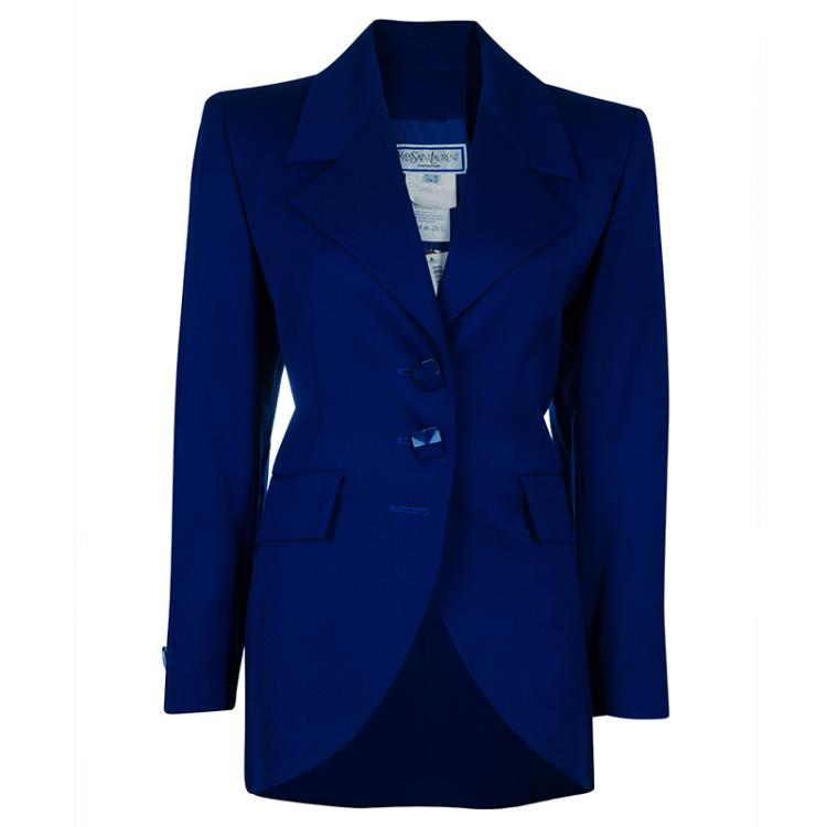 Pre Owned Saint Laurent Paris Vintage Cobalt Skirt Suit L