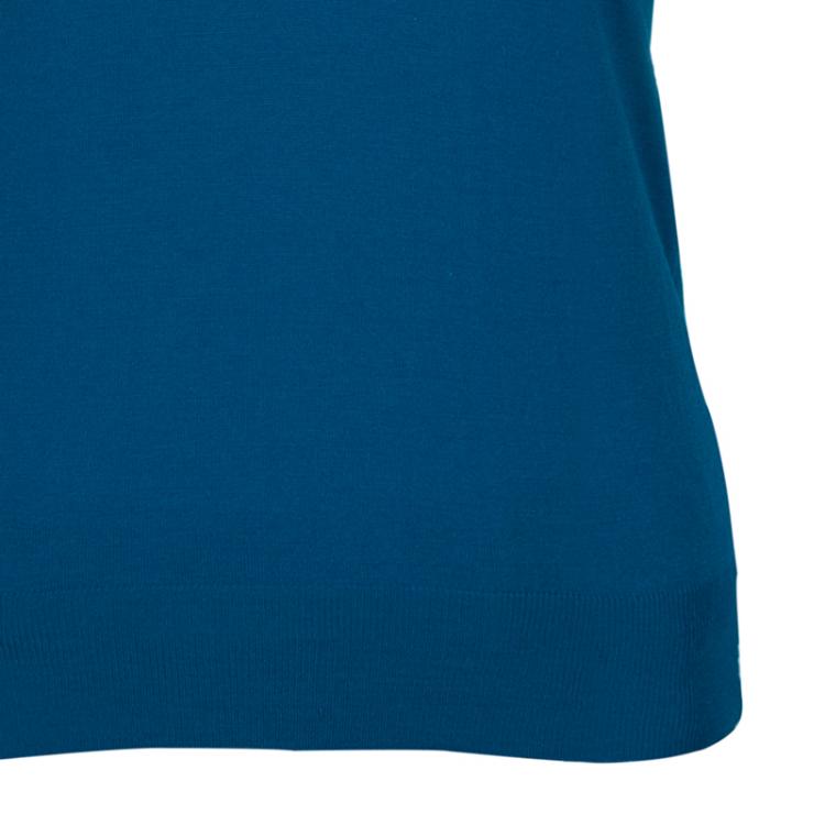 Pre Owned Saint Laurent Paris Turquoise Wool and Silk Short Sleeve Sweater S