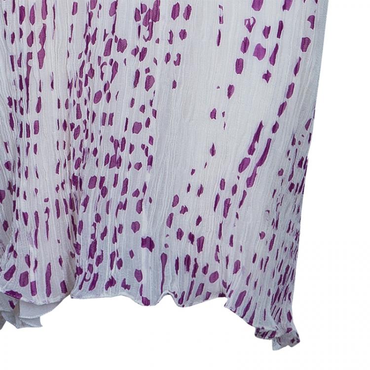 Pre Owned Saint Laurent Paris Dot Plisse Chiffon Dress L