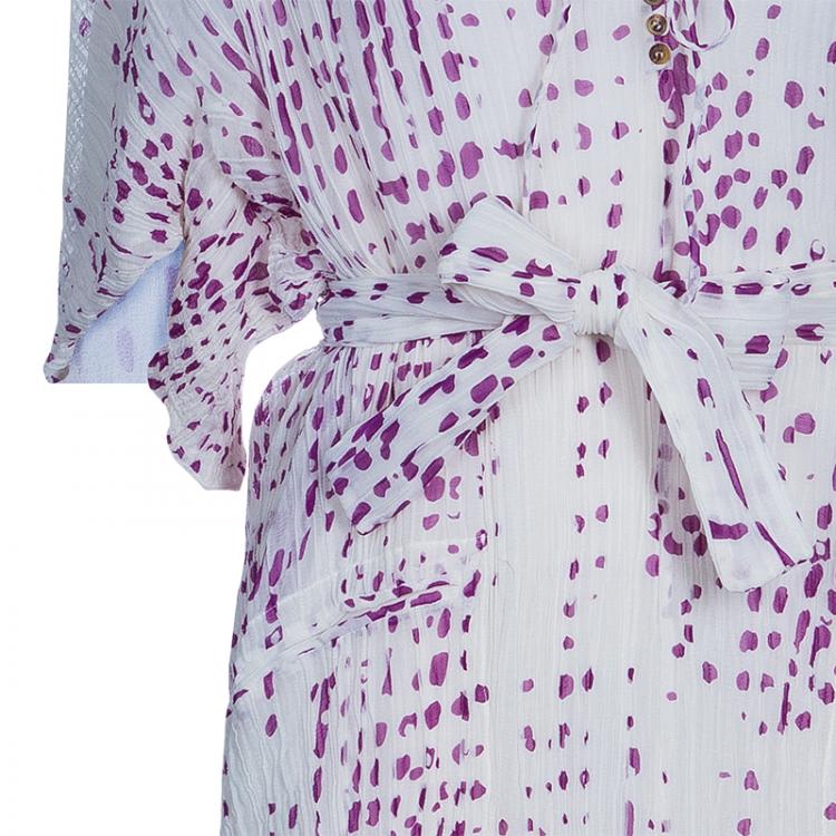 Pre Owned Saint Laurent Paris Dot Plisse Chiffon Dress L