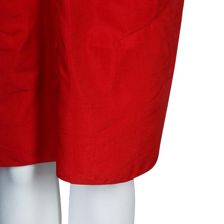 Pre Owned Saint Laurent Paris Red Short Sleeve Dress L