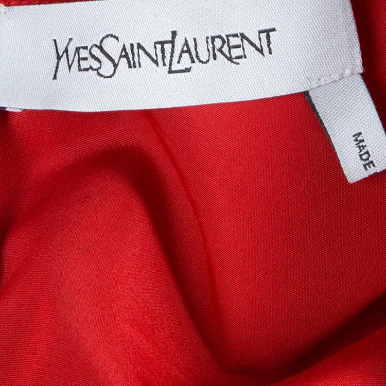 Pre Owned Saint Laurent Paris Red Short Sleeve Dress L