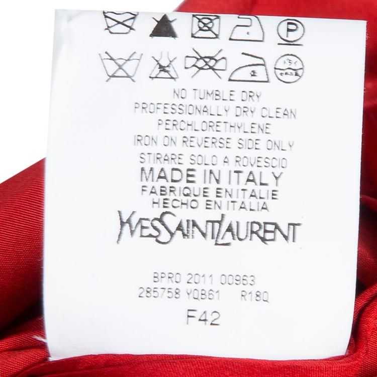 Pre Owned Saint Laurent Paris Red Short Sleeve Dress L