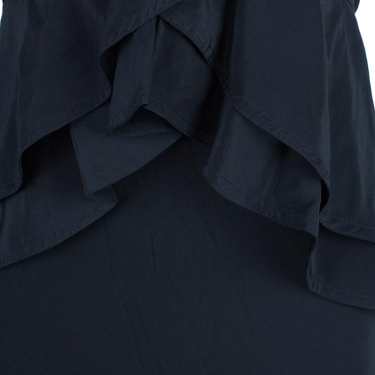 Pre Owned Saint Laurent Paris Rive Gauche Black Chiffon Evening Gown M