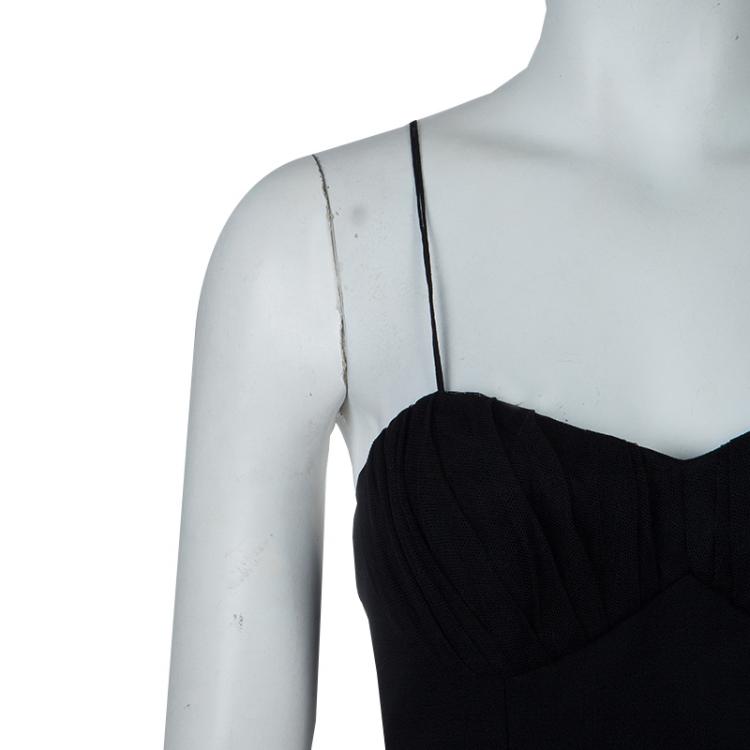 Pre Owned Saint Laurent Paris Black Noodle Strap Corset Dress S