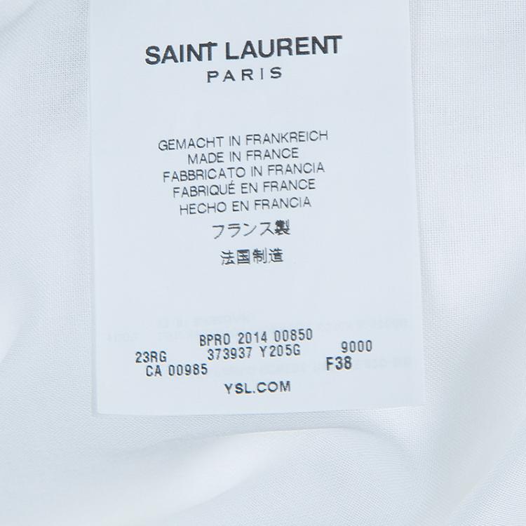 Pre Owned Saint Laurent Paris White Embroidered Yoke Detail Long Sleeve Cotton Dress M