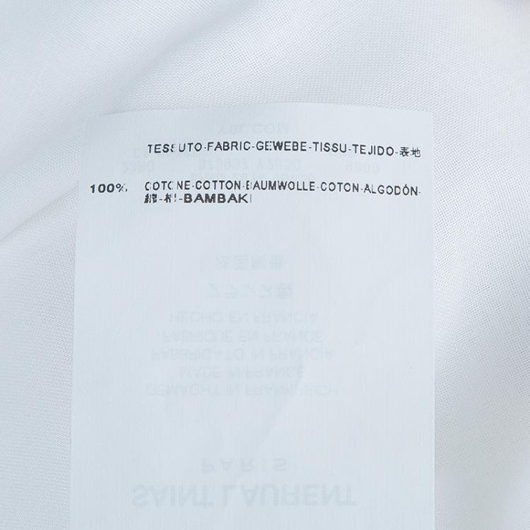Pre Owned Saint Laurent Paris White Embroidered Yoke Detail Long Sleeve Cotton Dress M