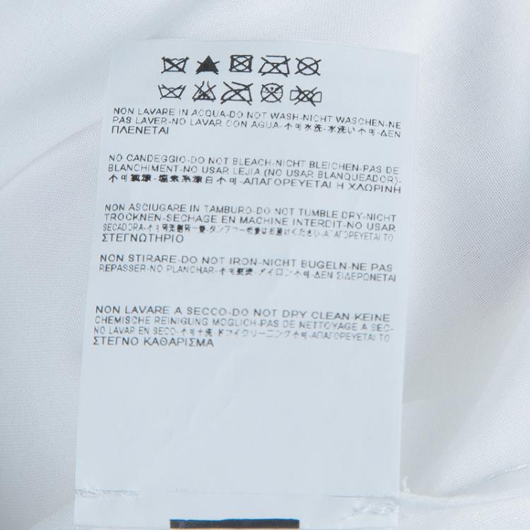 Pre Owned Saint Laurent Paris White Embroidered Yoke Detail Long Sleeve Cotton Dress M