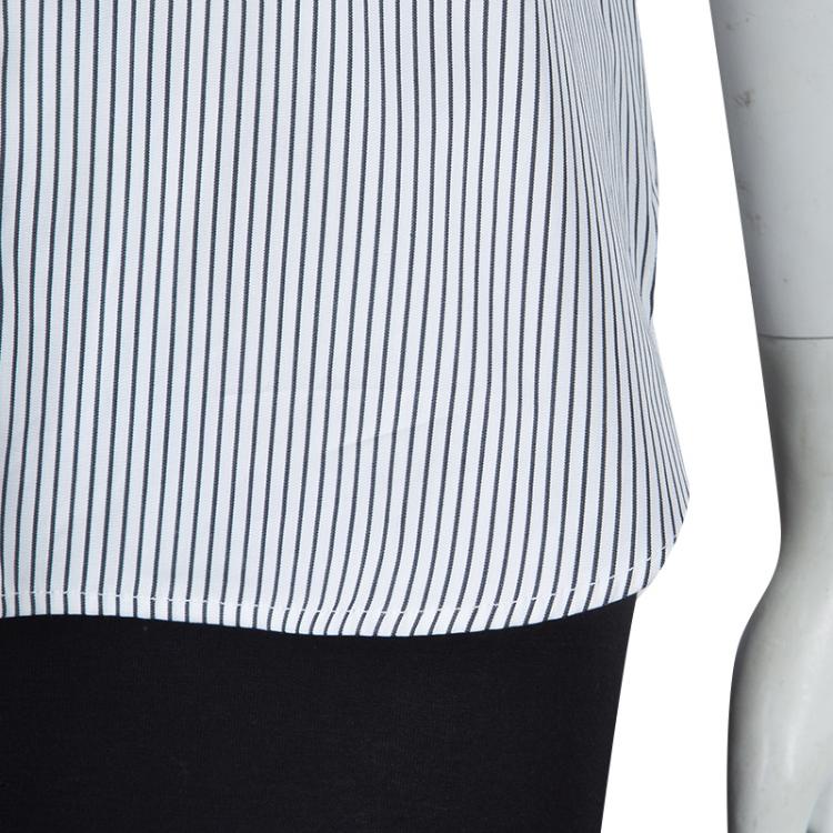 Pre Owned Saint Laurent Paris Striped Cotton Contrast Bow Tie Detail Sleeveless Shirt M