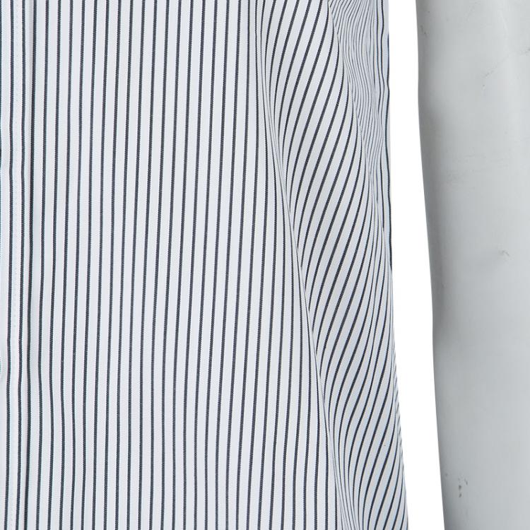 Pre Owned Saint Laurent Paris Striped Cotton Contrast Bow Tie Detail Sleeveless Shirt M