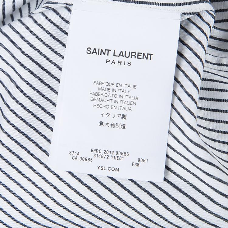 Pre Owned Saint Laurent Paris Striped Cotton Contrast Bow Tie Detail Sleeveless Shirt M