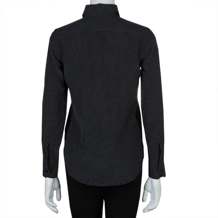Pre Owned Saint Laurent Paris Black Polka Dot Print Long Sleeve Buttondown Silk Shirt S