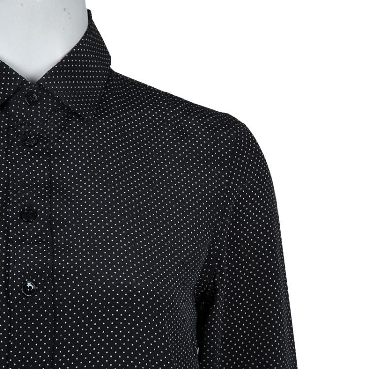 Pre Owned Saint Laurent Paris Black Polka Dot Print Long Sleeve Buttondown Silk Shirt S