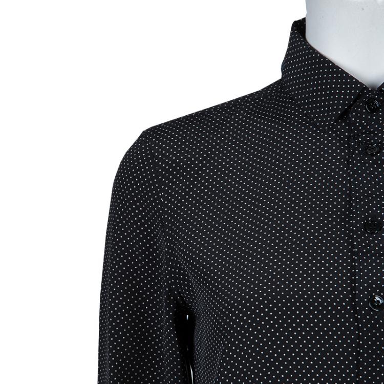 Pre Owned Saint Laurent Paris Black Polka Dot Print Long Sleeve Buttondown Silk Shirt S