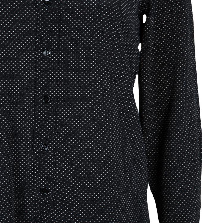 Pre Owned Saint Laurent Paris Black Polka Dot Print Long Sleeve Buttondown Silk Shirt S