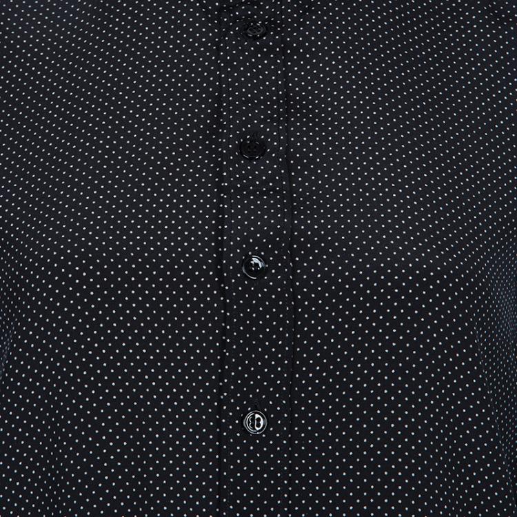 Pre Owned Saint Laurent Paris Black Polka Dot Print Long Sleeve Buttondown Silk Shirt S