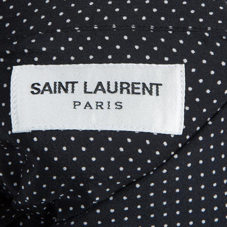 Pre Owned Saint Laurent Paris Black Polka Dot Print Long Sleeve Buttondown Silk Shirt S