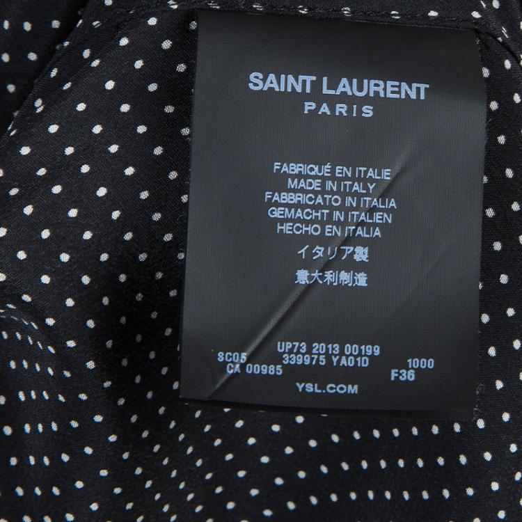 Pre Owned Saint Laurent Paris Black Polka Dot Print Long Sleeve Buttondown Silk Shirt S
