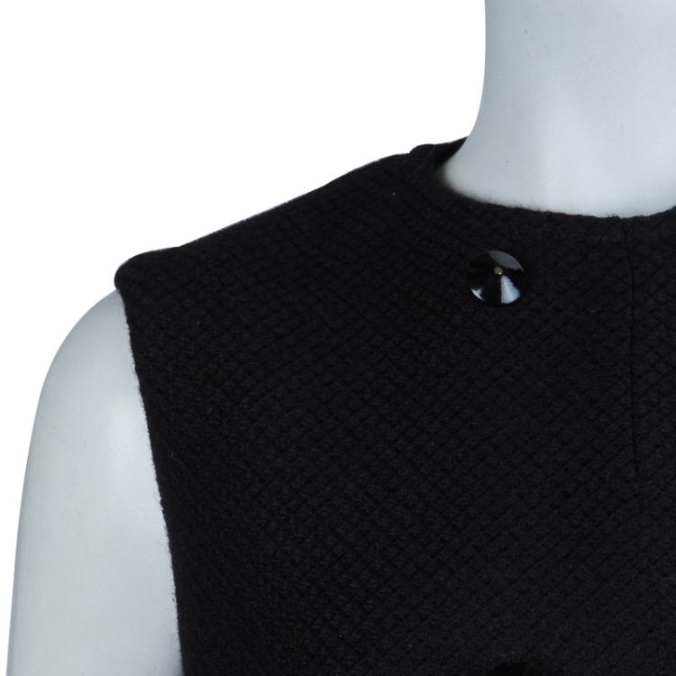 Pre Owned Saint Laurent Black Wool Sleeveless Belted Coat S