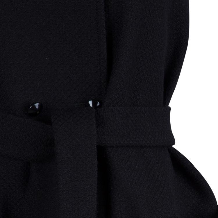 Pre Owned Saint Laurent Black Wool Sleeveless Belted Coat S