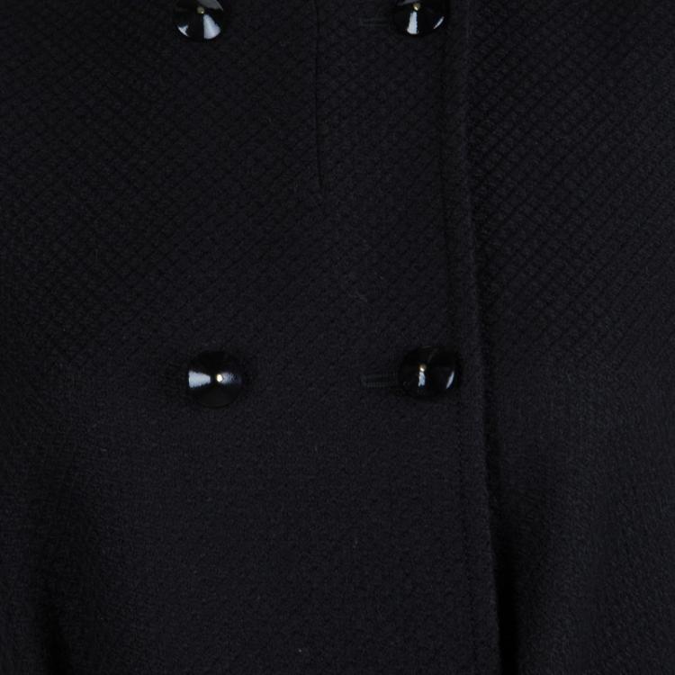 Pre Owned Saint Laurent Black Wool Sleeveless Belted Coat S