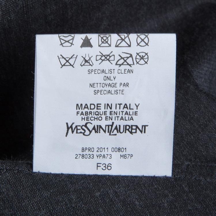 Pre Owned Saint Laurent Black Wool Sleeveless Belted Coat S