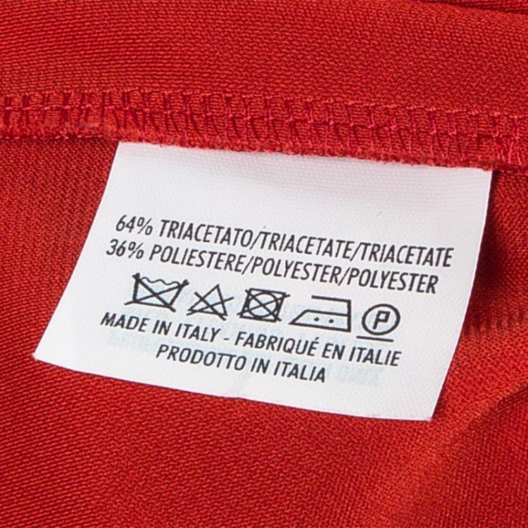 Pre Owned Saint Laurent Paris Red Lapel Detail Draped Sleeveless Dress S