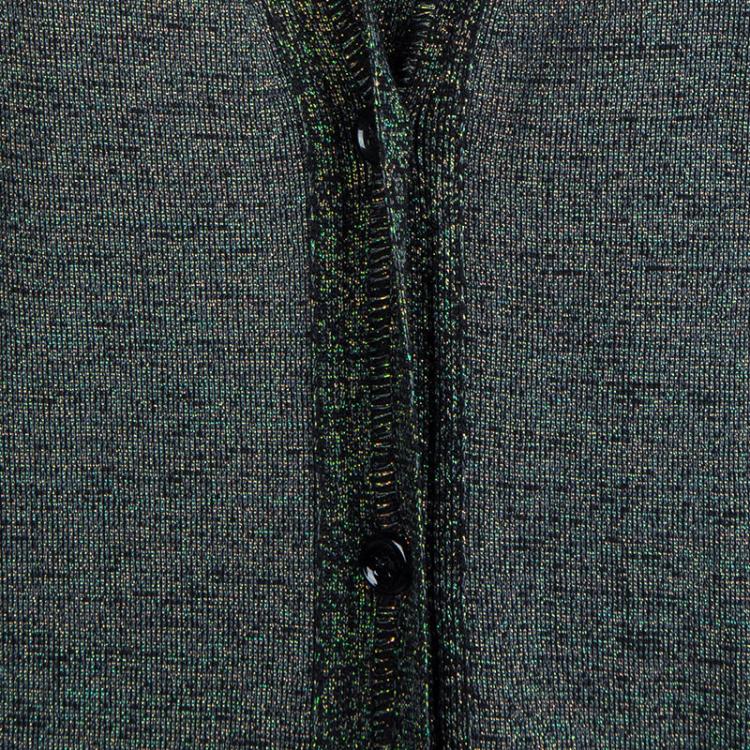 Pre Owned Saint Laurent Paris Multicolor Lurex Knit Long Sleeve Buttondown Cardigan L