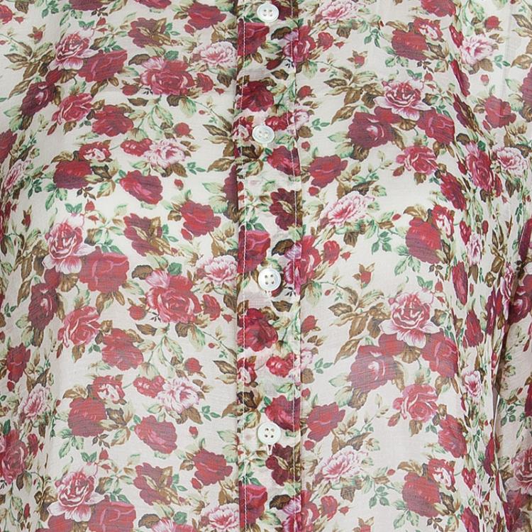 Pre Owned Saint Laurent Paris Floral Printed Long Sleeve Buttondown Shirt L