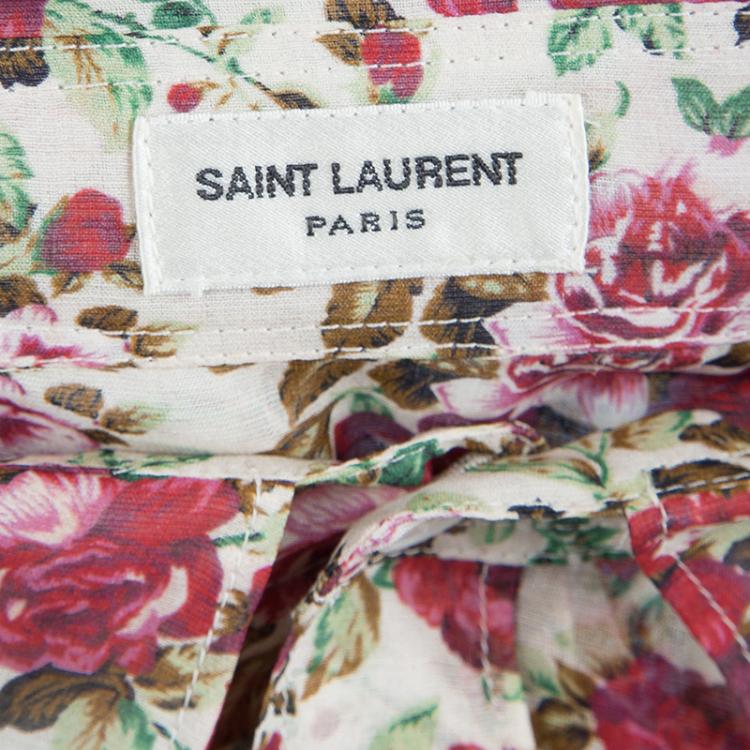 Pre Owned Saint Laurent Paris Floral Printed Long Sleeve Buttondown Shirt L