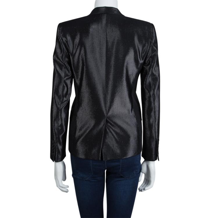 Pre Owned Saint Laurent Paris Shiny Black Lurex Blazer S