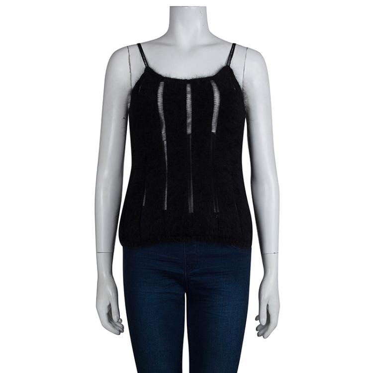 Pre Owned Saint Laurent Paris Black Wool Tank Top M