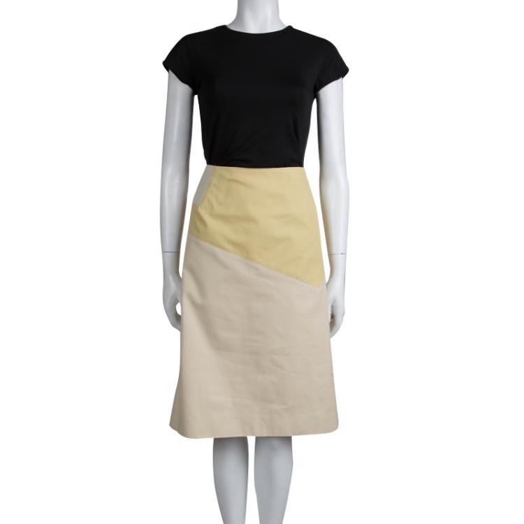 Pre Owned Saint Laurent Paris Colorblock Cotton Skirt XL
