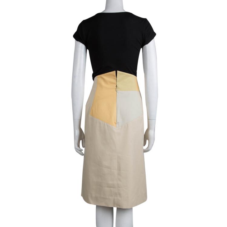 Pre Owned Saint Laurent Paris Colorblock Cotton Skirt XL