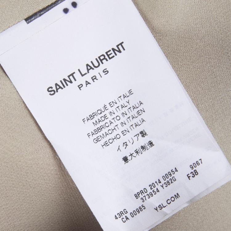 Pre Owned Saint Laurent Paris Beige Floral Printed Long Sleeve Maxi Dress M