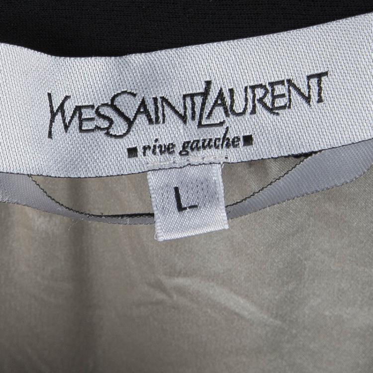Pre Owned Saint Laurent Paris Black Knit Draped Strapless Top L