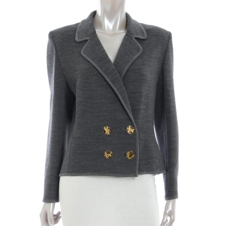 Pre Owned Saint Laurent Paris Grey Striped Blazer M
