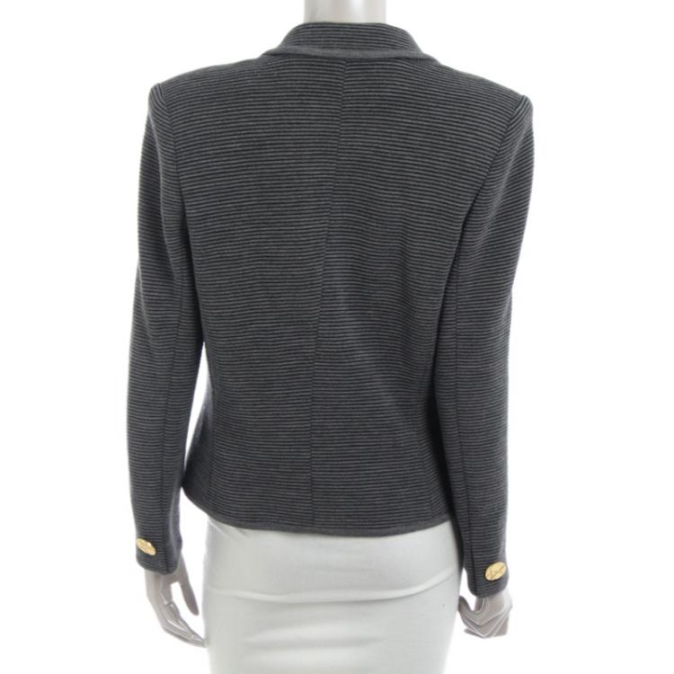 Pre Owned Saint Laurent Paris Grey Striped Blazer M