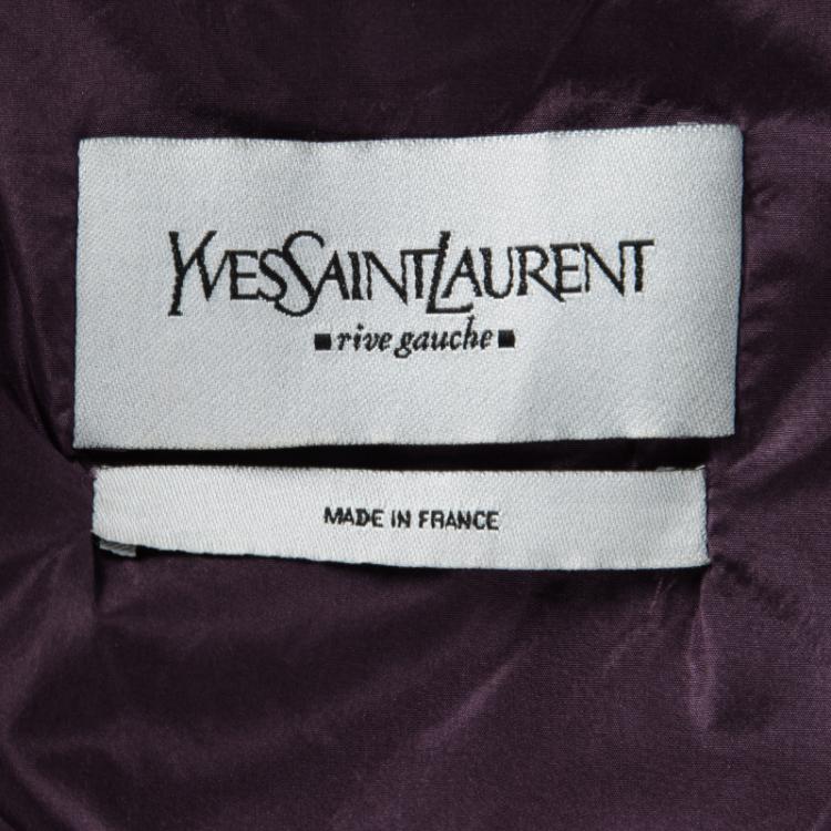 Pre Owned Saint Laurent Paris Purple Silk Plisse Ruffle Detail Zip Front Jacket M
