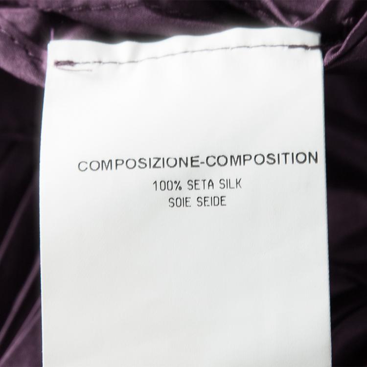 Pre Owned Saint Laurent Paris Purple Silk Plisse Ruffle Detail Zip Front Jacket M